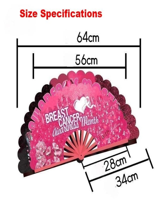 FENNIDICE Love Breast,Line Dance Popping Fan, Cowgirl Fan For Line Dancing, Western Hand Fans, Boots On The Ground, Large Festival Folding Fan,Pink Ribbon (C) - Image 5